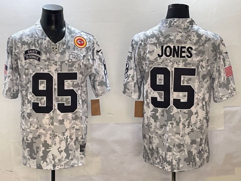 Men Kansas City Chiefs #95 Jones Camo 2025 Nike Salute to Service Limited NFL Jersey style 4